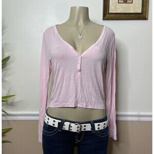 Victoria’s Secret Solid Pink Super Soft PJ Long Sleeve Top